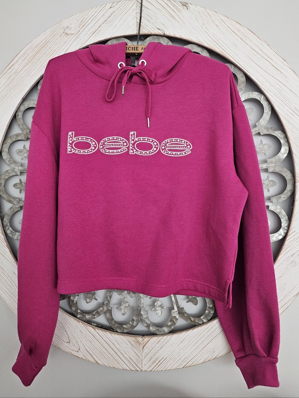 bebe Fuchsia Logo Hooded Sweatshirt